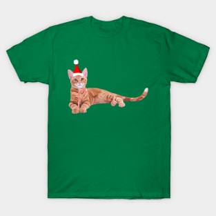 Festive Christmas Orange Ginger Cat T-Shirt